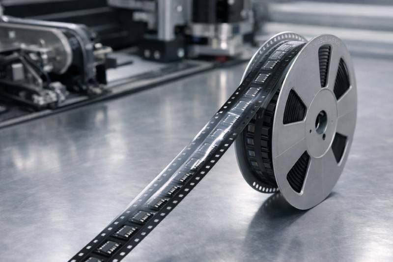 Tape and reel carrier tape system used in SMT electronics manufacturing