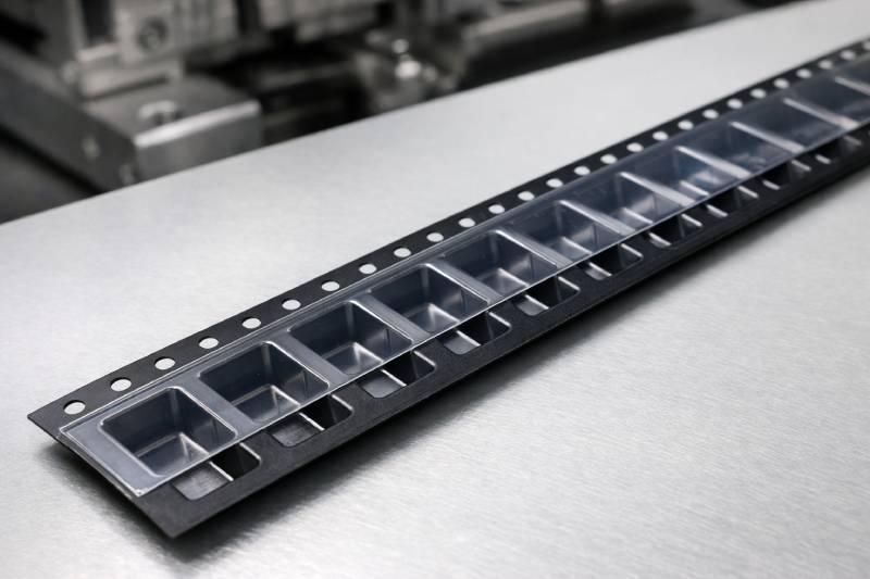 Embossed carrier tape pocket structure used for SMT component packaging