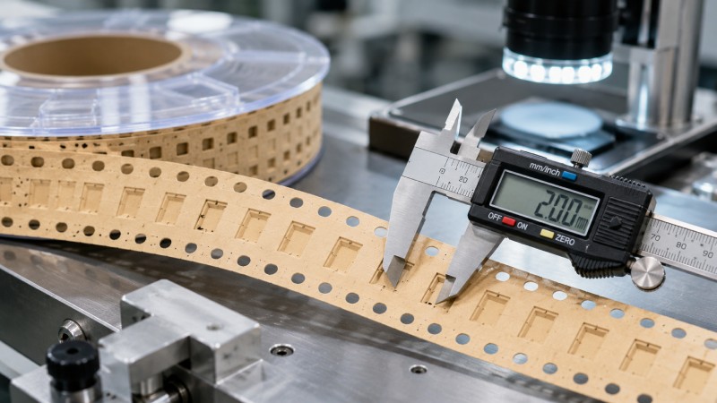 Precision punching and inspection of paper carrier tape cavities and sprocket holes
