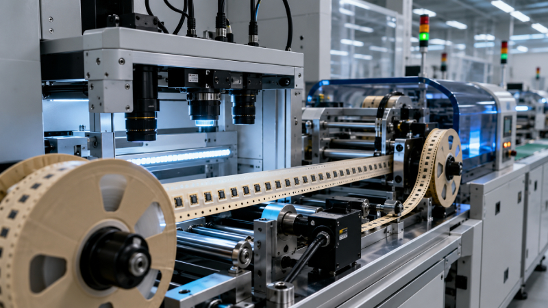 Quality control inspection on a paper carrier tape packaging production line