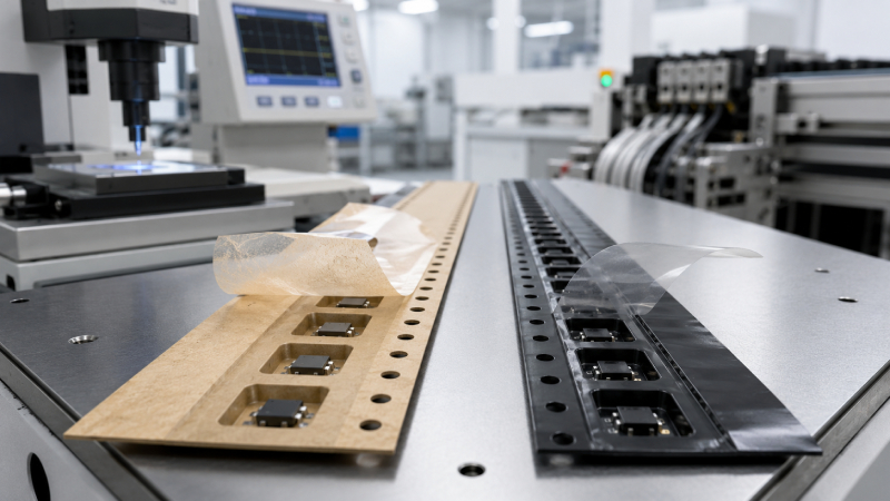 Quality inspection of recyclable paper and plastic carrier tape for SMT components